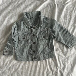 GAP Kids Blue and White Striped Jean Jacket